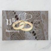 Gepersonaliseerde Lace Theme 13e bruiloft Jubileum Kaart (Binnen)