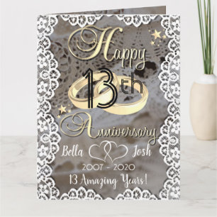 Gepersonaliseerde Lace Theme 13e bruiloft Jubileum Kaart