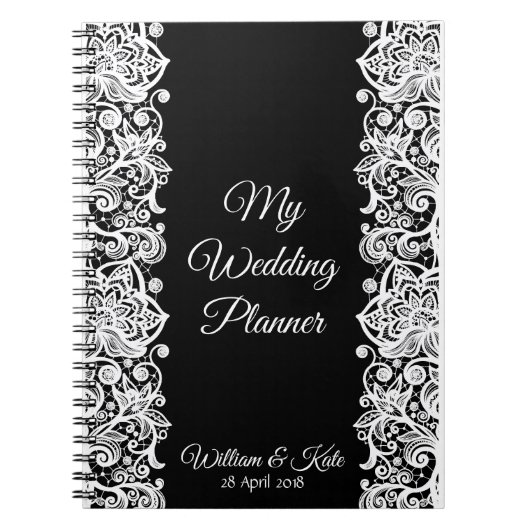 Gepersonaliseerde Lace Wedding Planner Notitieboek (Voorkant)