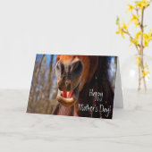 Gepersonaliseerde Lachende Paard Moederdag Kaart (Gele Bloem)