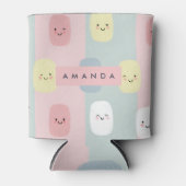 Gepersonaliseerde Lachende Pastel Snoepjes Kawaii Blikjeskoeler (Voorkant)