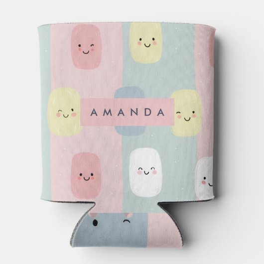 Gepersonaliseerde Lachende Pastel Snoepjes Kawaii Blikjeskoeler (Achterkant)