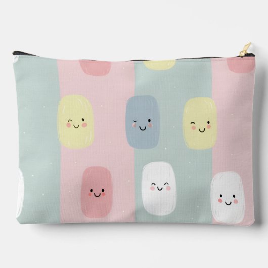 Gepersonaliseerde Lachende Pastel Snoepjes Kawaii Etui (Achterkant)