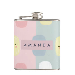 Gepersonaliseerde Lachende Pastel Snoepjes Kawaii Heupfles