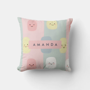 Gepersonaliseerde Lachende Pastel Snoepjes Kawaii Kussen