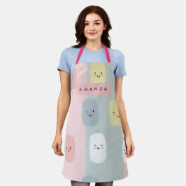Gepersonaliseerde Lachende Pastel Snoepjes Kawaii Schort