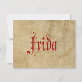Gepersonaliseerde lackletter Parchment Frida Red Kaart (Voorkant)