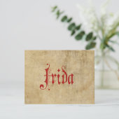 Gepersonaliseerde lackletter Parchment Frida Red Kaart (Staand voorkant)