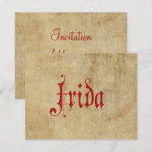 Gepersonaliseerde lackletter Parchment Frida Red Kaart (Voorkant / Achterkant)