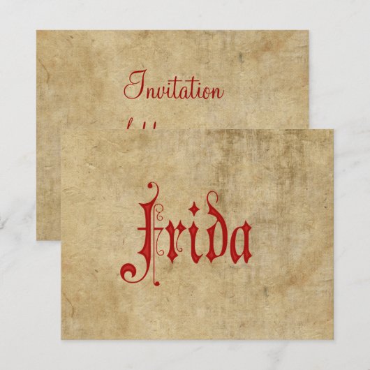 Gepersonaliseerde lackletter Parchment Frida Red Kaart (Voorkant / Achterkant)