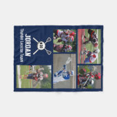 Gepersonaliseerde Lacrosse 5 Fotocollage Naam Team Fleece Deken (Voorkant (Horizontaal))