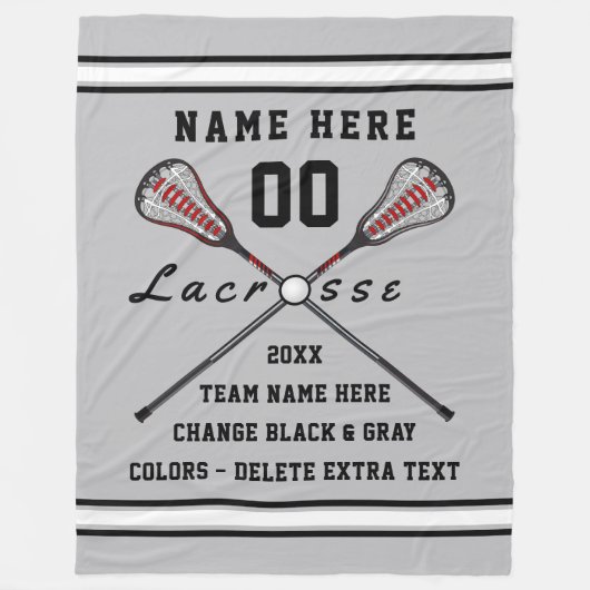 Gepersonaliseerde Lacrosse Blanket Jouw tekst en C Fleece Deken (Voorkant)