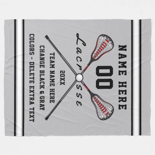 Gepersonaliseerde Lacrosse Blanket Jouw tekst en C Fleece Deken (Voorkant (Horizontaal))