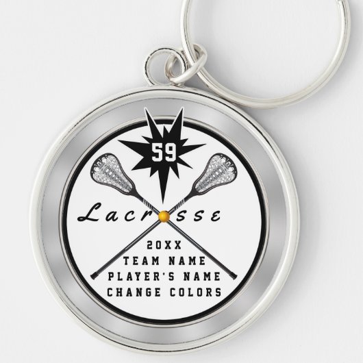 Gepersonaliseerde Lacrosse Gifts voor senior- of t Sleutelhanger (Voorkant)