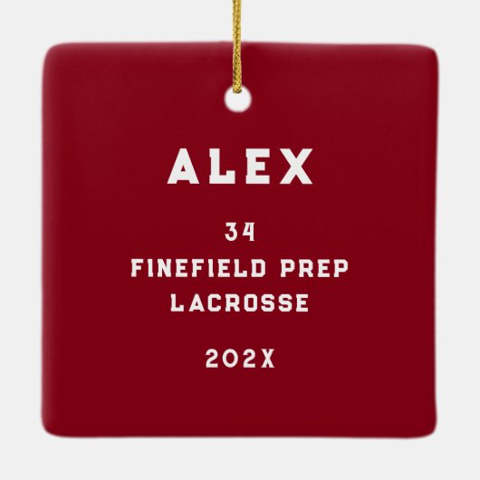 Gepersonaliseerde Lacrosse Goalie Keepomwille Keramisch Ornament (Achterkant)
