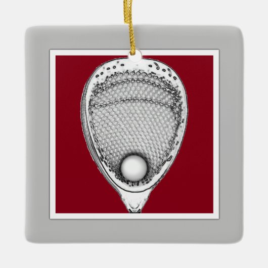Gepersonaliseerde Lacrosse Goalie Keepomwille Keramisch Ornament (Voorkant)