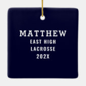 Gepersonaliseerde Lacrosse Keepomwille Gift Keramisch Ornament (Achterkant)