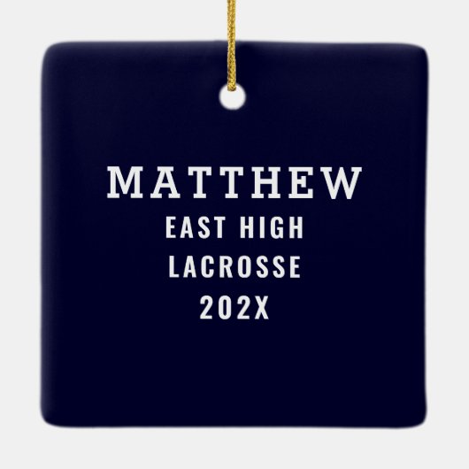 Gepersonaliseerde Lacrosse Keepomwille Gift Keramisch Ornament (Achterkant)