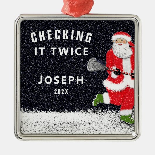 Gepersonaliseerde Lacrosse Keepomwille Gift Metal  Metalen Ornament (Voorkant)