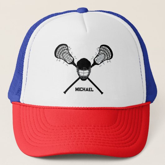 Gepersonaliseerde Lacrosse naam Trucker Pet (Voorkant)