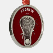 Gepersonaliseerde Lacrosse Player 2023 Collectible Metalen Ornament (Rechts)