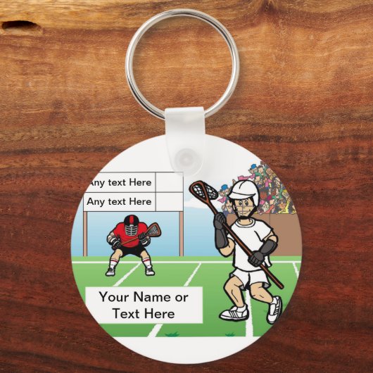 Gepersonaliseerde LaCrosse Player - Mannelijke Car Sleutelhanger (Voorkant)
