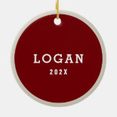Gepersonaliseerde Lacrosse Speler 2025 Keramisch Ornament (Achterkant)