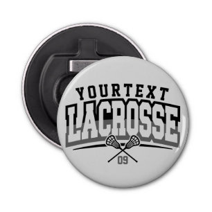 Gepersonaliseerde Lacrosse-speler NAAM TOEVOEGEN T Button Flesopener