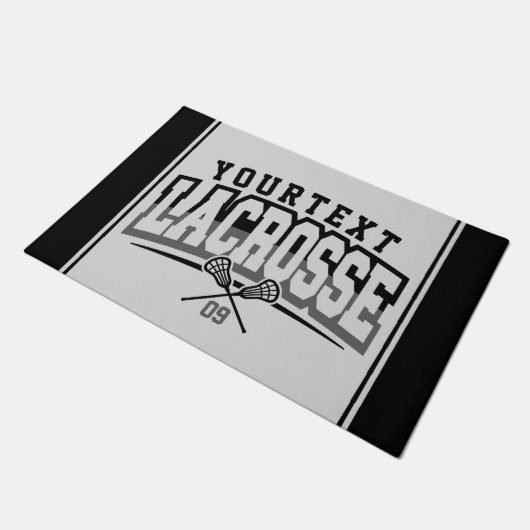 Gepersonaliseerde Lacrosse-speler NAAM TOEVOEGEN T Deurmat (Schuin)