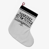 Gepersonaliseerde Lacrosse-speler NAAM TOEVOEGEN T Grote Kerstsok (Voorkant (Hangend))