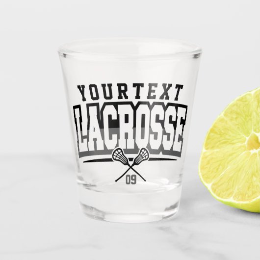 Gepersonaliseerde Lacrosse-speler NAAM TOEVOEGEN T Shot Glas (Voorkant)