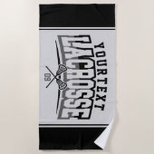 Gepersonaliseerde Lacrosse-speler NAAM TOEVOEGEN T Strandlaken (Voorkant)