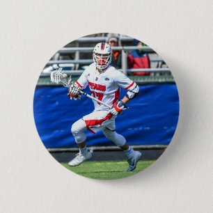 Gepersonaliseerde Lacrosse Sport Foto Ronde Button 5,7 Cm