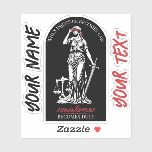 Gepersonaliseerde Lady Justice Sticker (Vel)