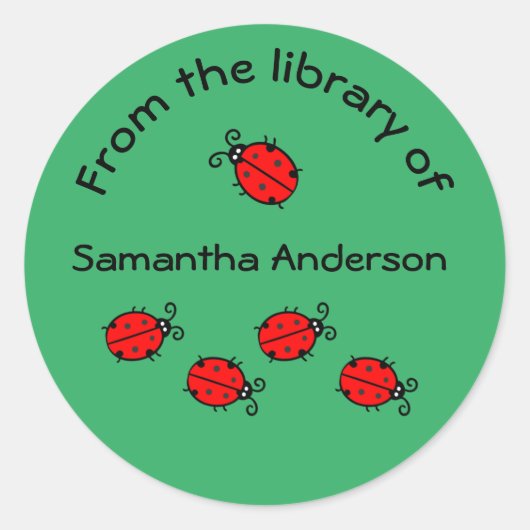 Gepersonaliseerde Ladybug Sticker Bookplate (Voorkant)