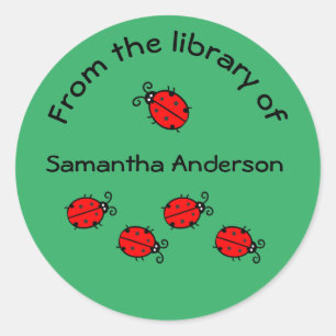 Gepersonaliseerde Ladybug Sticker Bookplate