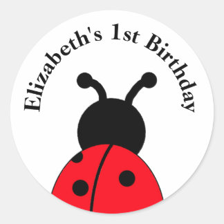 Gepersonaliseerde Ladybug Stickers met naam en jaa