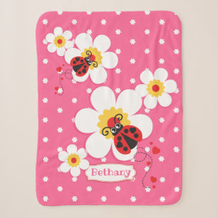 Gepersonaliseerde ladybugs ladyvogelroze wit sherpa deken