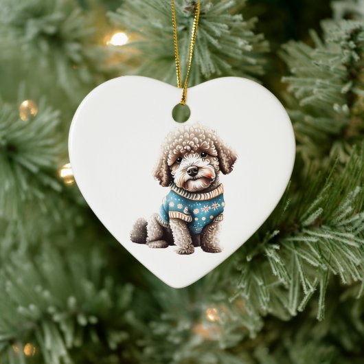 Gepersonaliseerde Lagotto Romagnolo Kersttrui Keramisch Ornament (Boom)
