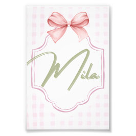 Gepersonaliseerde Lainey Baby Girl Nursery Bow & G Foto Afdruk
