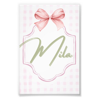 Gepersonaliseerde Lainey Baby Girl Nursery Bow & G Foto Afdruk