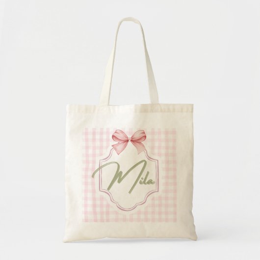 Gepersonaliseerde Lainey Baby Girl Nursery Bow & G Tote Bag (Voorkant)