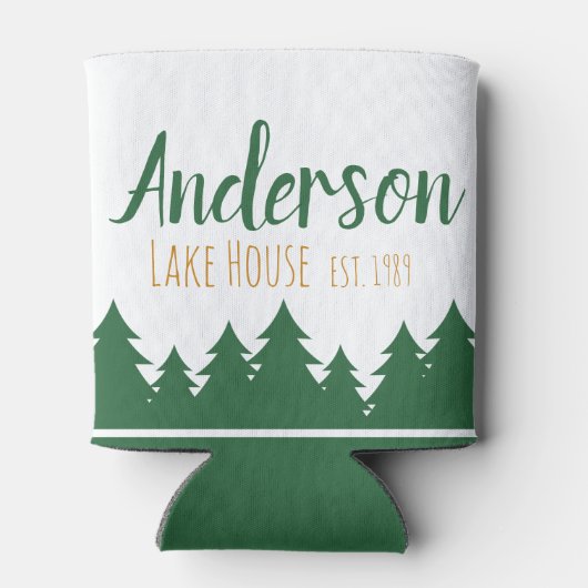 Gepersonaliseerde Lake House & Pine Trees Koelbox Blikjeskoeler (Achterkant)