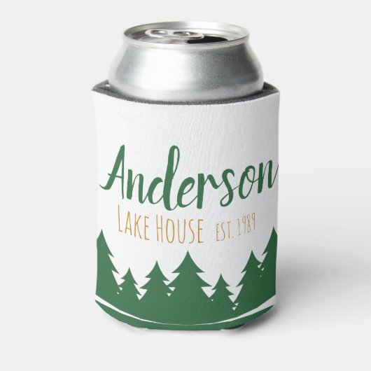 Gepersonaliseerde Lake House & Pine Trees Koelbox Blikjeskoeler (Blikje Achterkant)