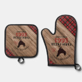 Gepersonaliseerde land boerderij stijl ovenwant & pannenlap set (Voorkant)