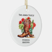 Gepersonaliseerde Land/Westerne Xmas Cowboy Boot Keramisch Ornament (Rechts)