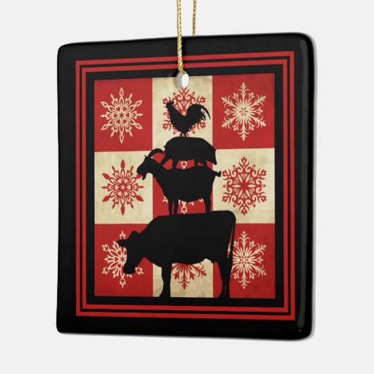 Gepersonaliseerde landbouwherdieren: Kerstmis Keramisch Ornament (Links)