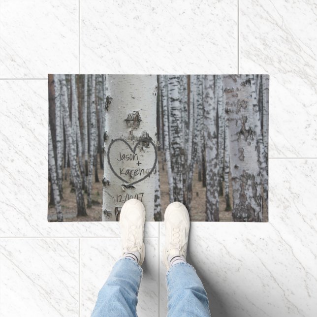 Gepersonaliseerde landelijke rustieke gesneden har deurmat (Binnen)