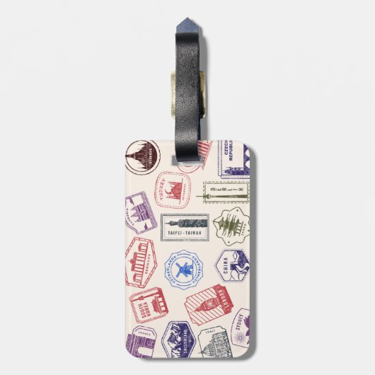 Gepersonaliseerde landenstempels Bagagelabel (Achterkant verticaal)