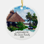 Gepersonaliseerde Lanzarote Ornament, Spanje Keramisch Ornament (Voorkant)